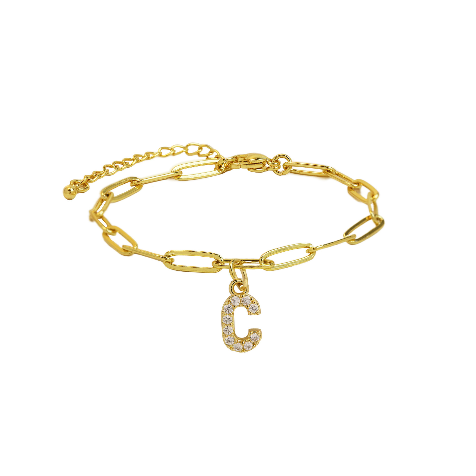 Paperclip Initial Letter Bracelet