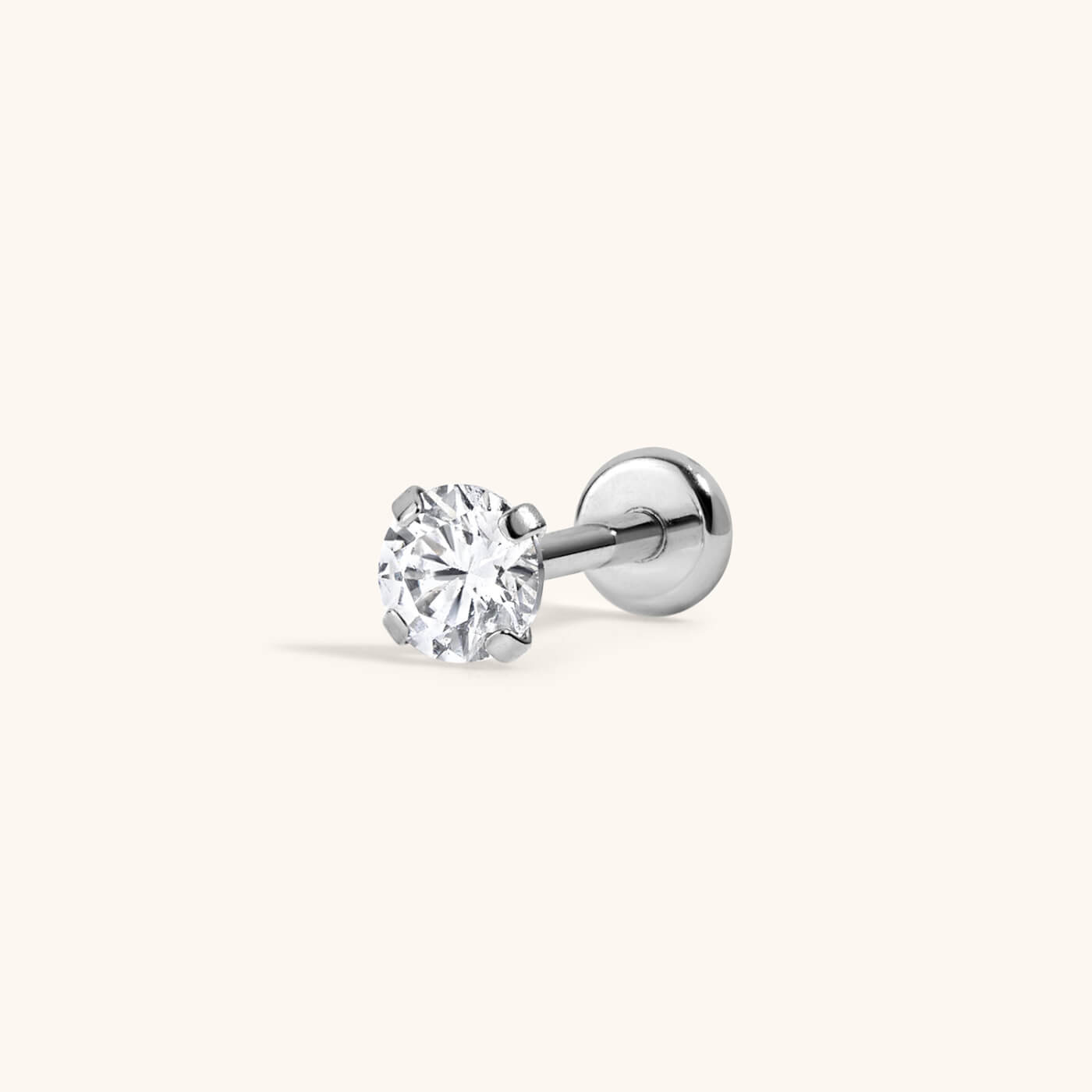 Celestial Crystal Solitaire Push Pin Flat Back Earring