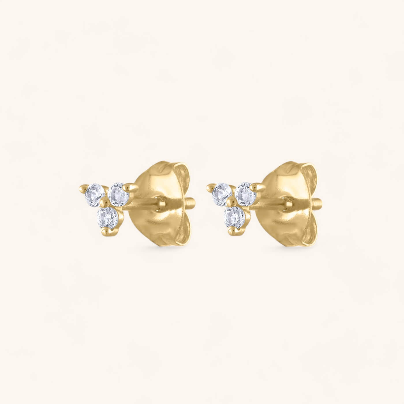Crystal Trinity Studs in 14k gold plated – Pair of Earrings