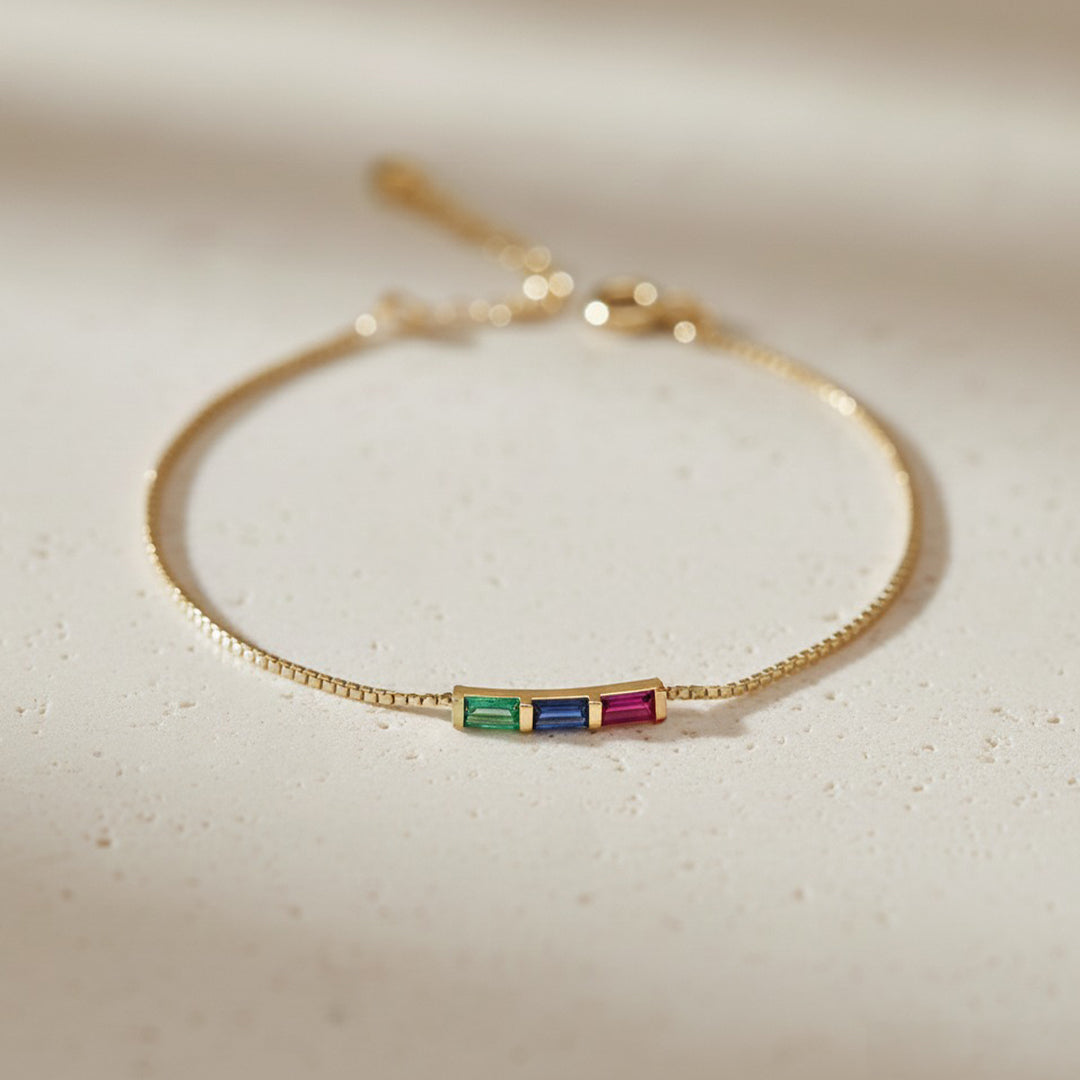 Baguette Birthstone Chain Bracelet