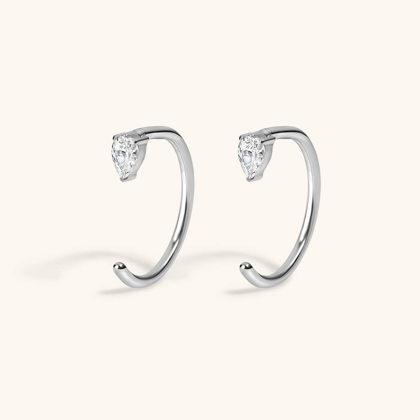 Pear Open Huggie Hoops