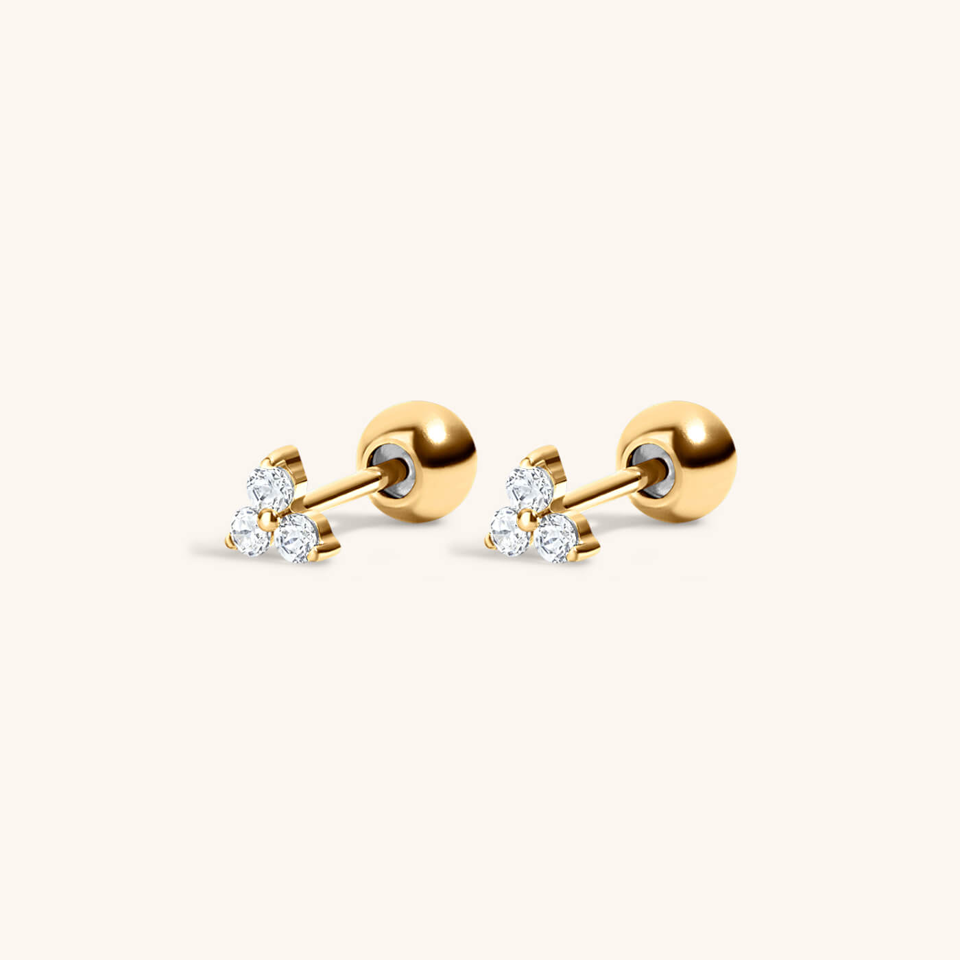 Crystal Trinity Studs – Gold