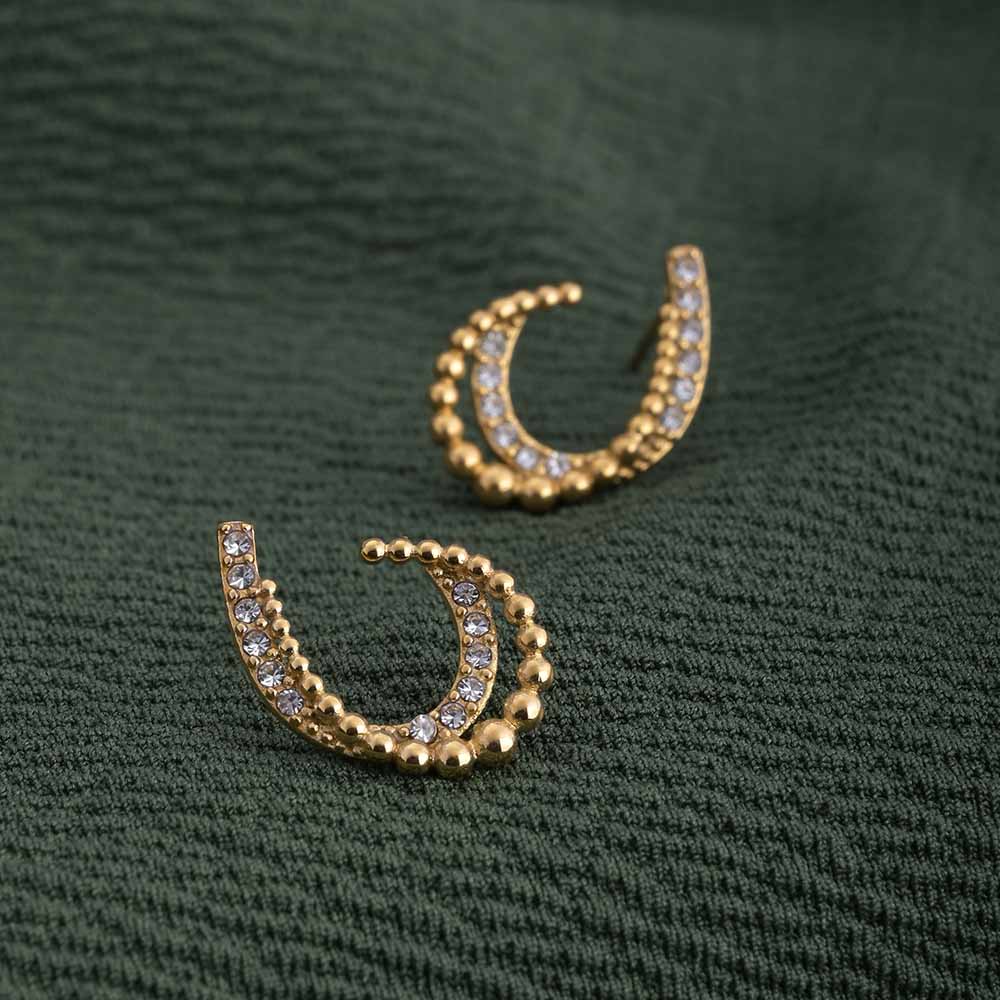 Almond Stones Half Hoop Earrings