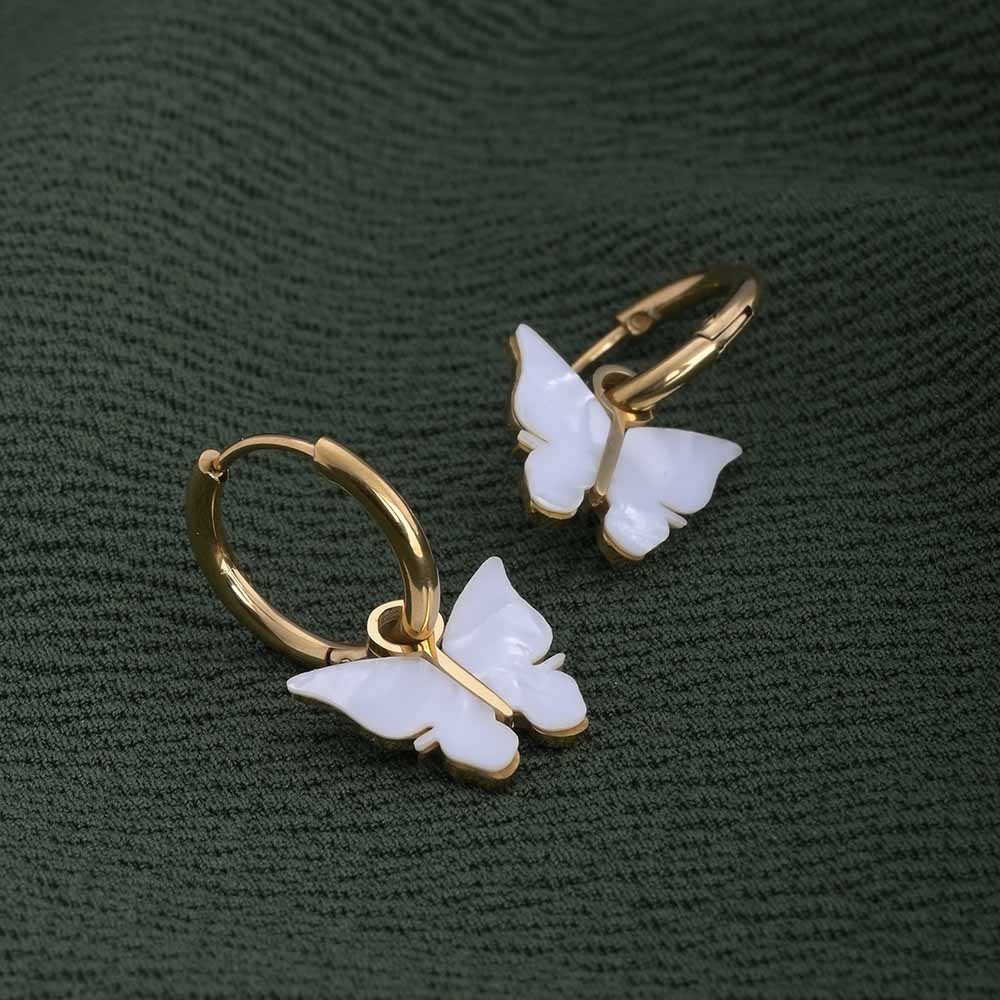 Annabelle Butterfly Drop Hoop Earrings
