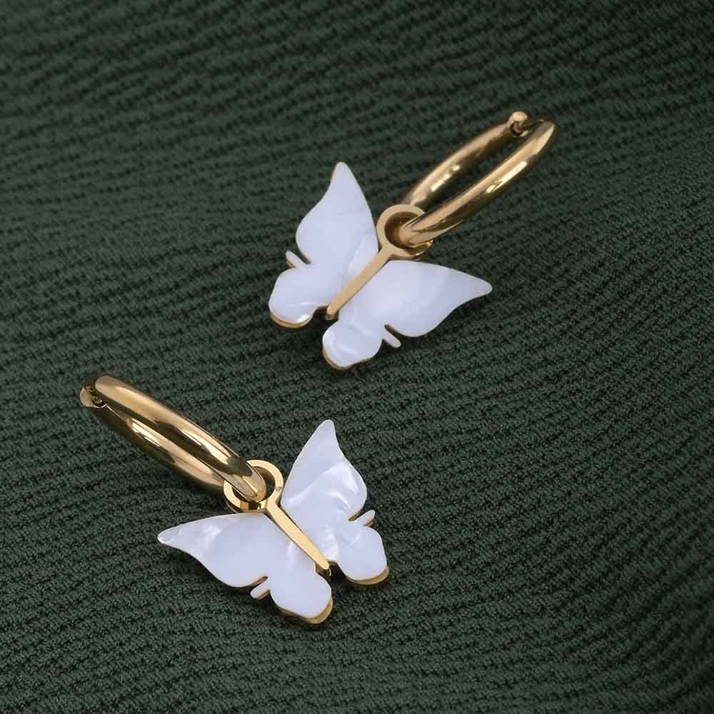 Annabelle Butterfly Drop Hoop Earrings