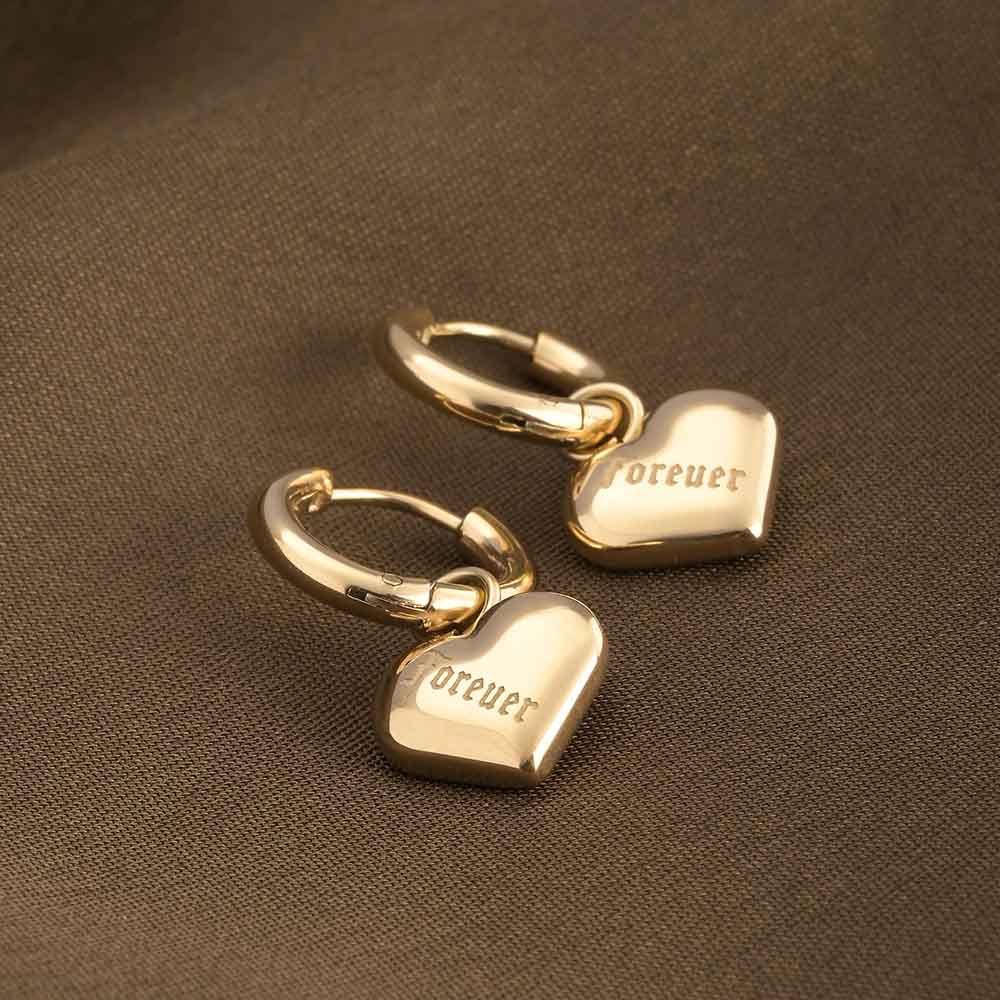 Medium Heart Hoop Drop Earrings