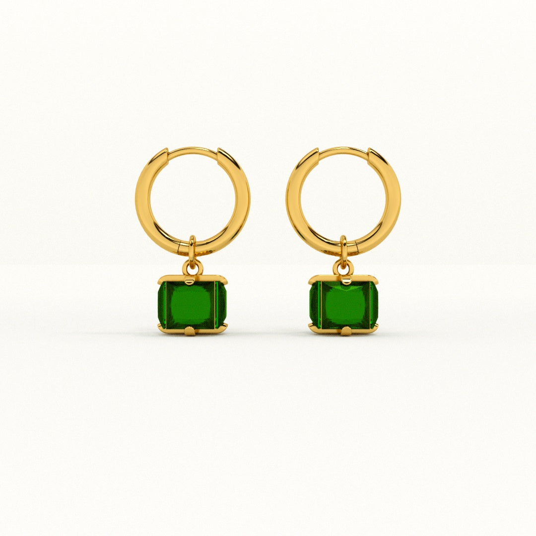 Emerald Drop Hoop Earrings – GOLD