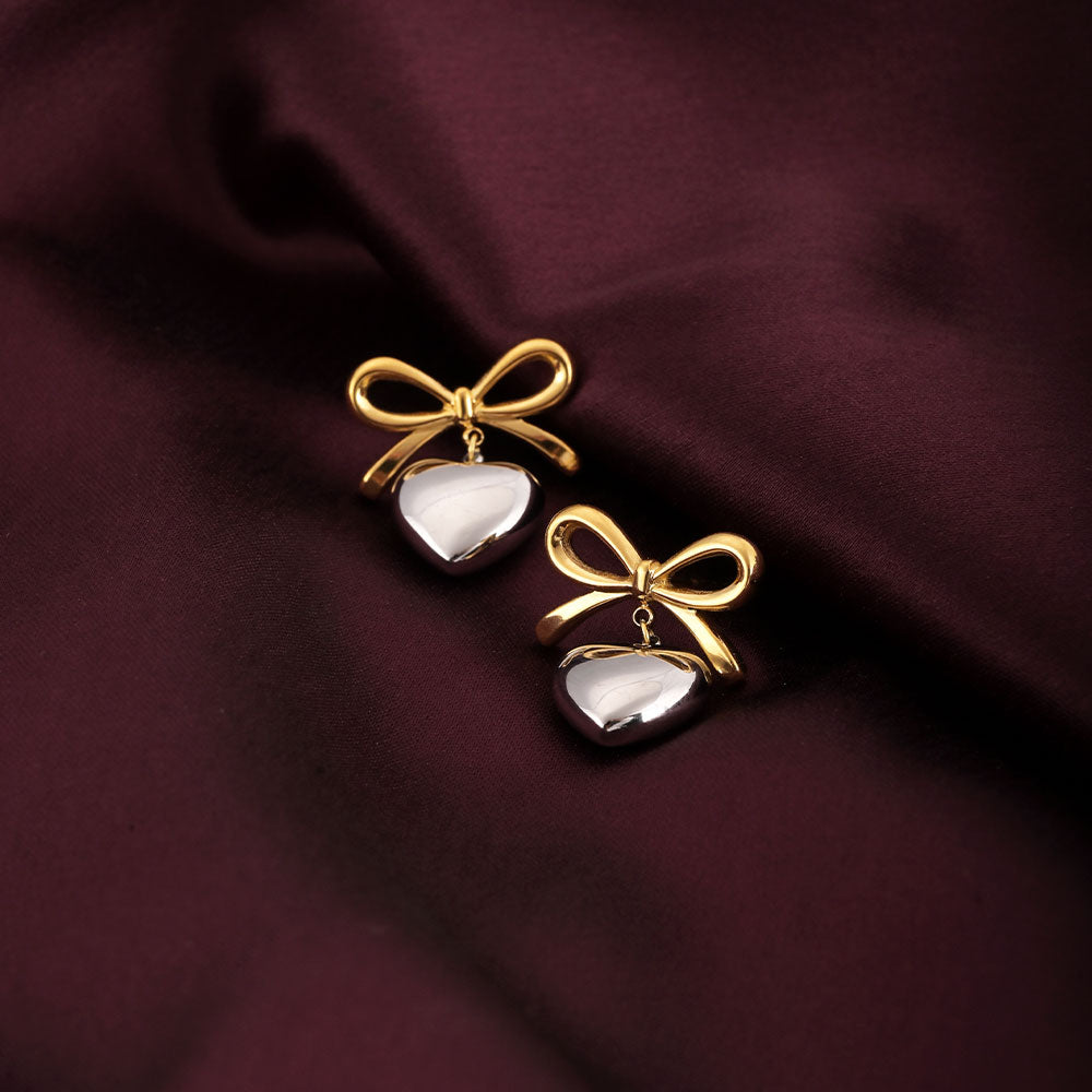 Bi-metal Wrapped With Love Heart Earrings