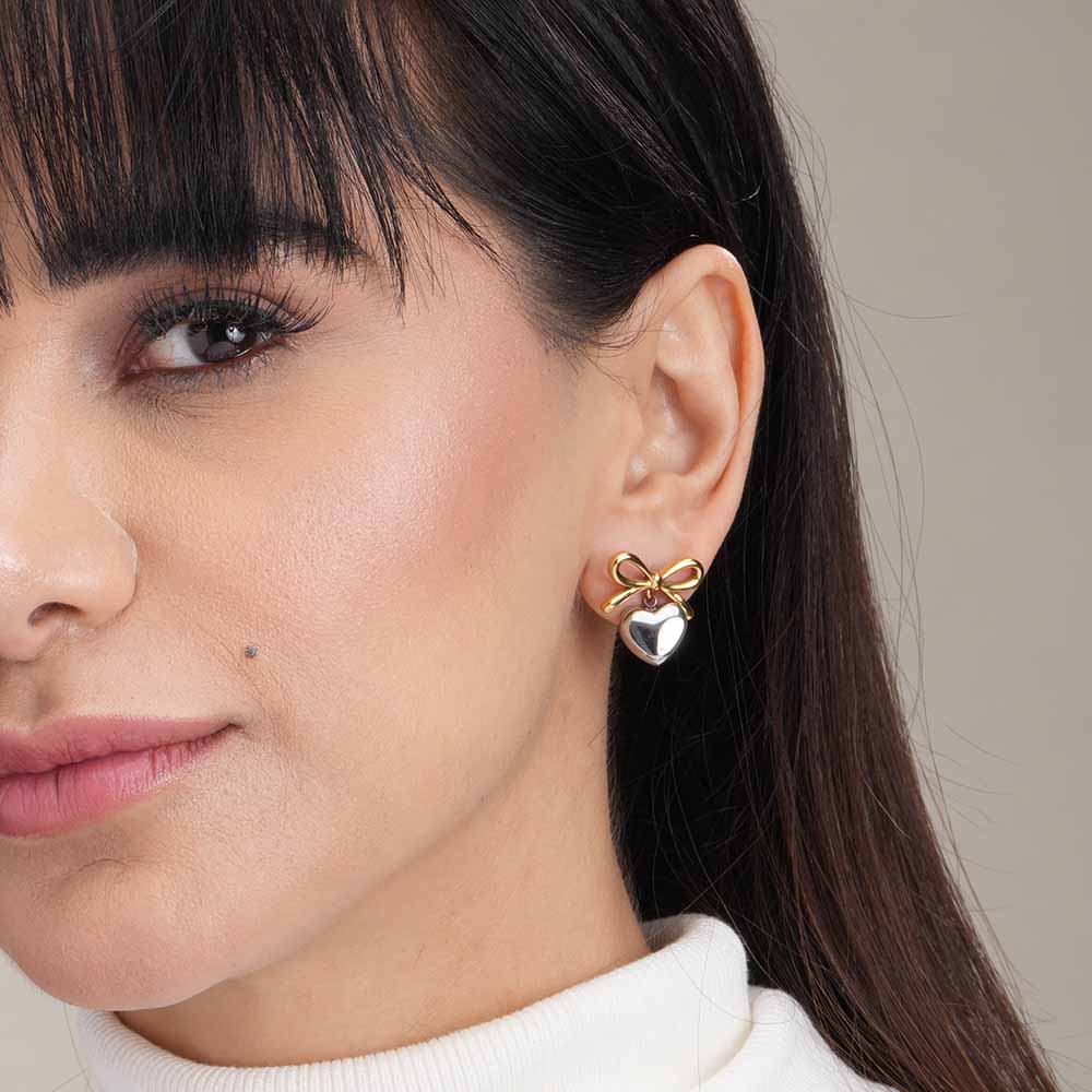 Bi-metal Wrapped With Love Heart Earrings