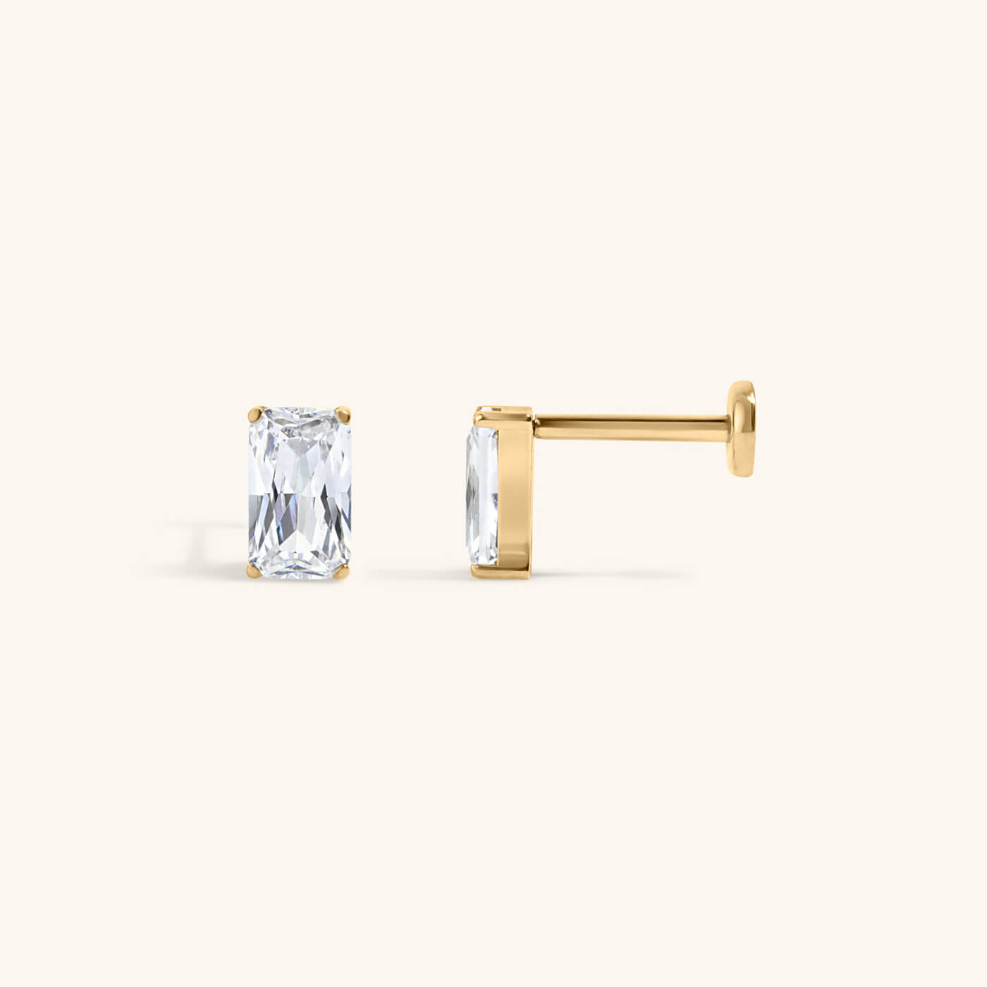 Celestial Crystal Emerald-Cut Nap Earrings, 5mm