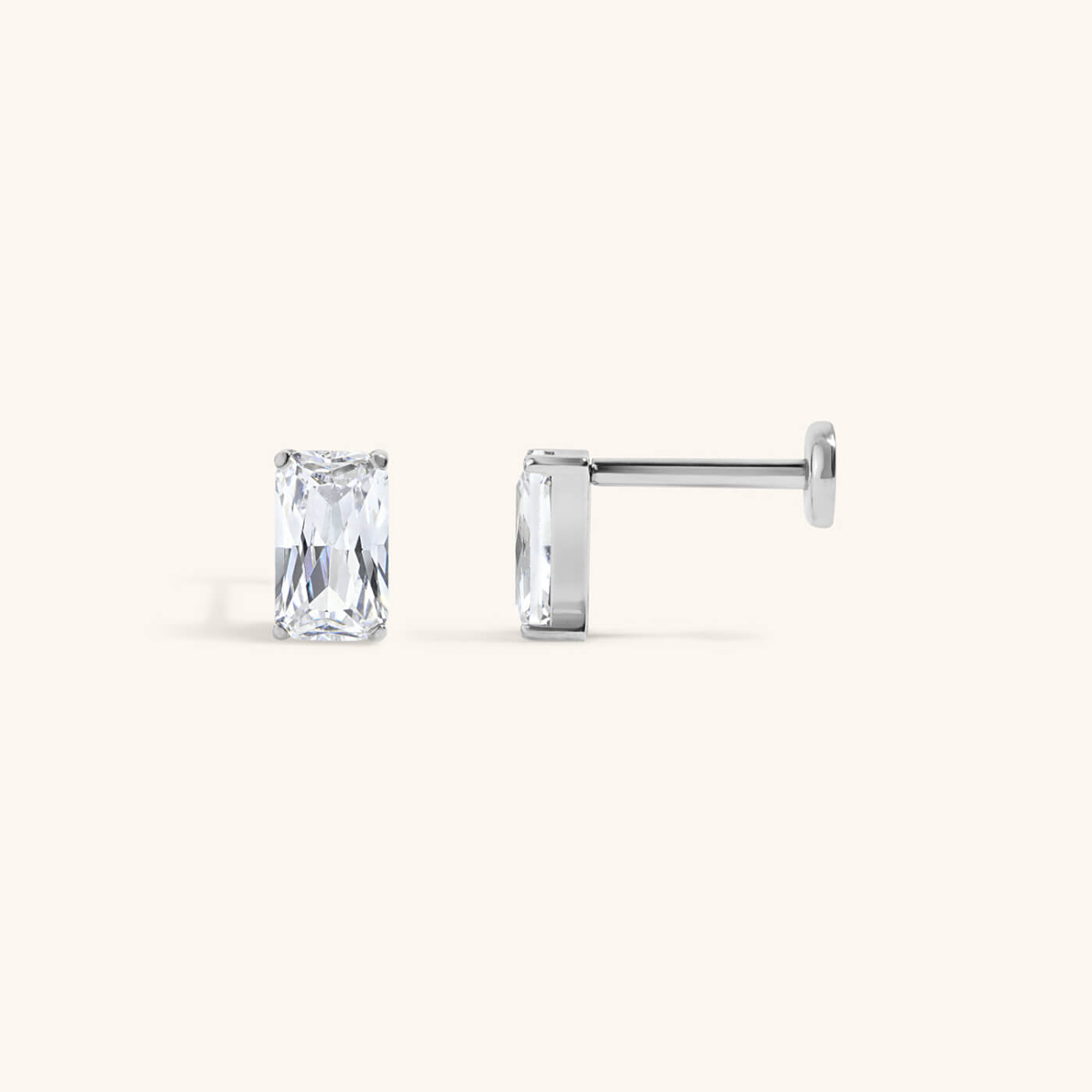 Celestial Crystal Emerald-Cut Nap Earrings, 5mm