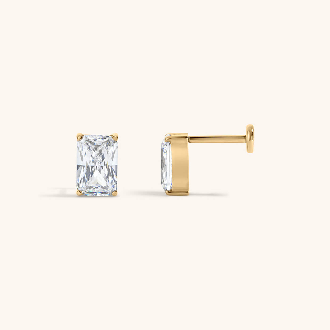 Celestial Crystal Emerald-Cut Nap Earrings, 6mm