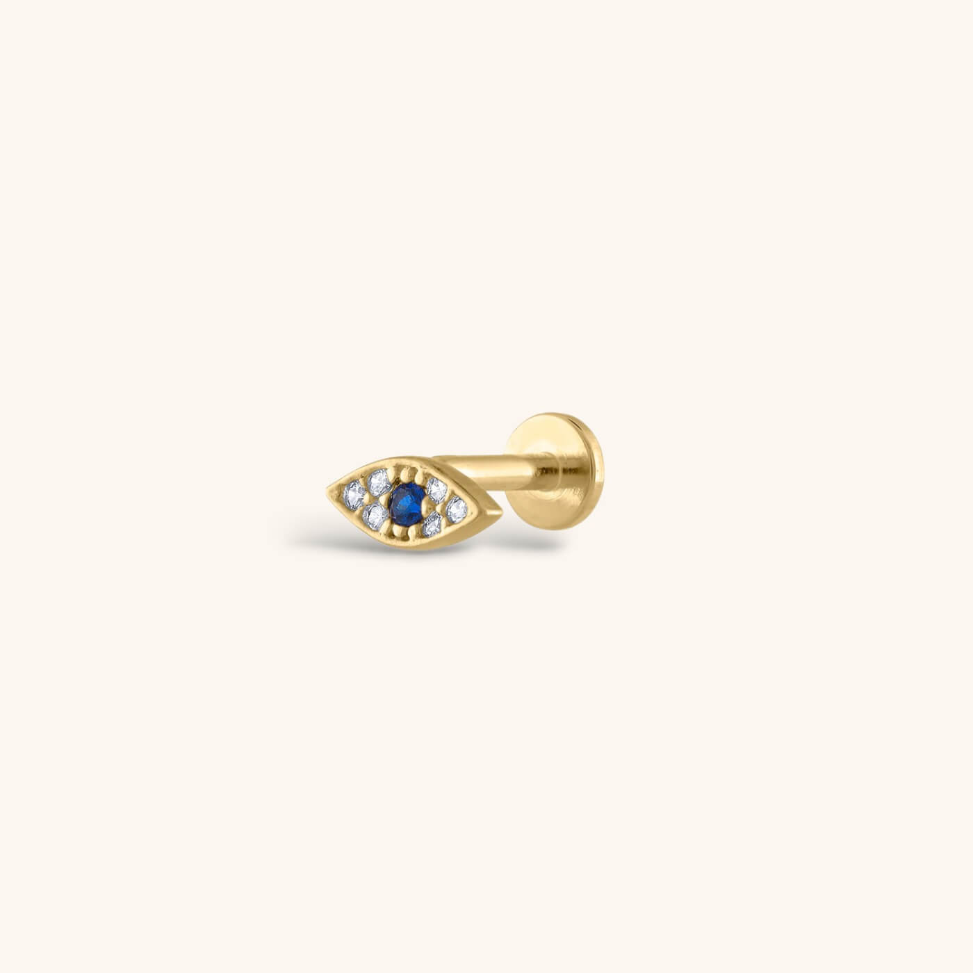 Evil Eye Threaded Flat Back Earring – Titanium - Gold
