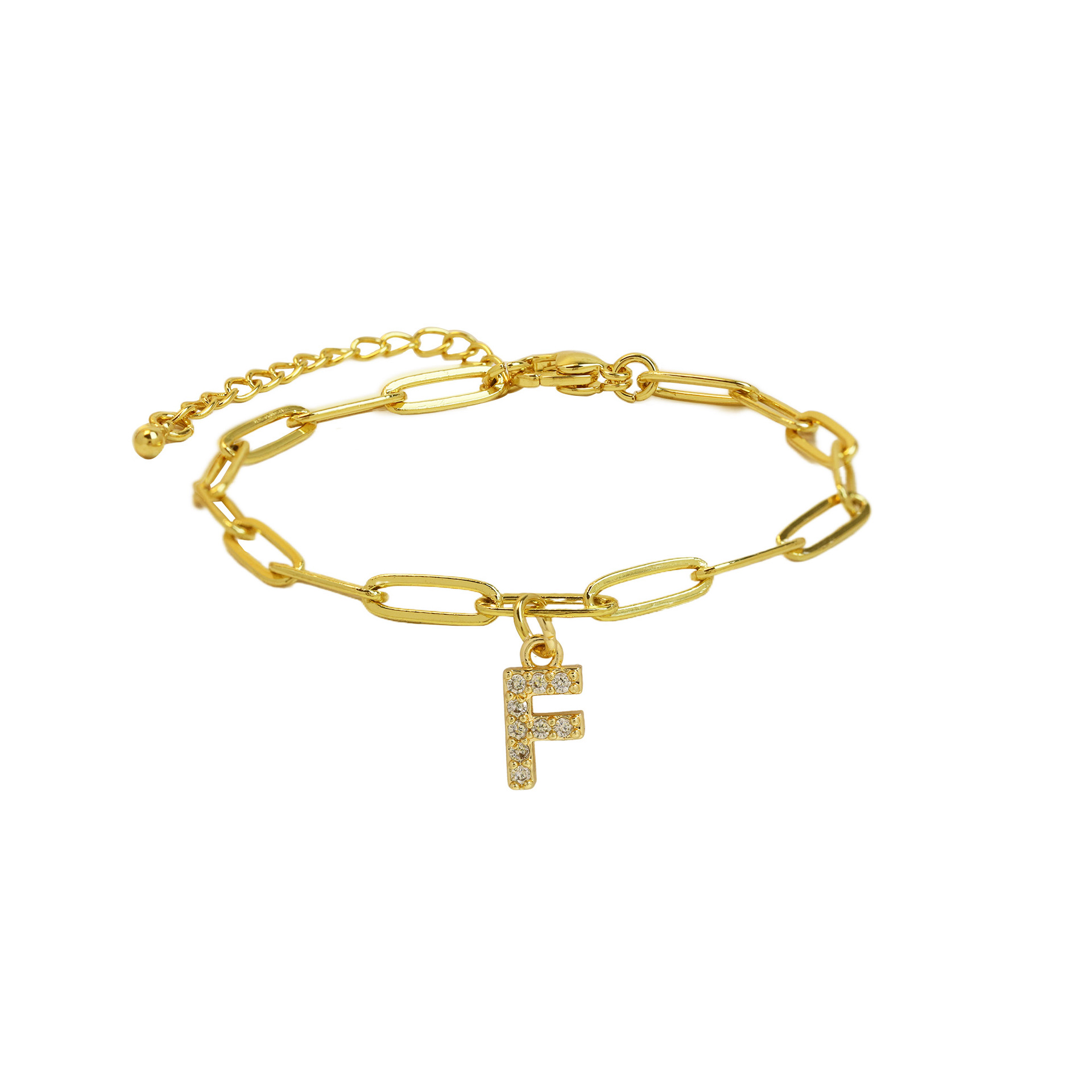 Paperclip Initial Letter Bracelet