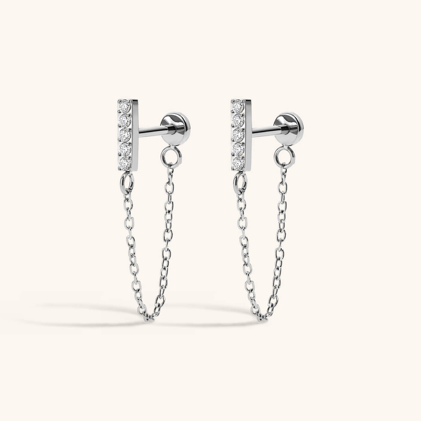 Pave Bar Chain Nap Earrings