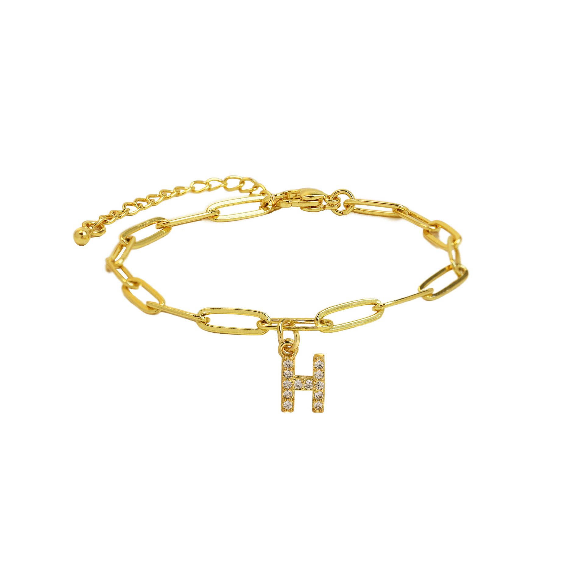 Paperclip Initial Letter Bracelet