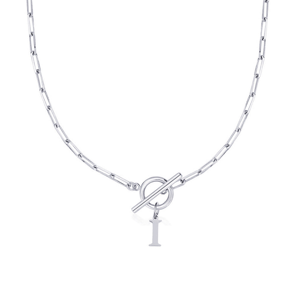 Paperclip Initial Circle Clasp Necklace