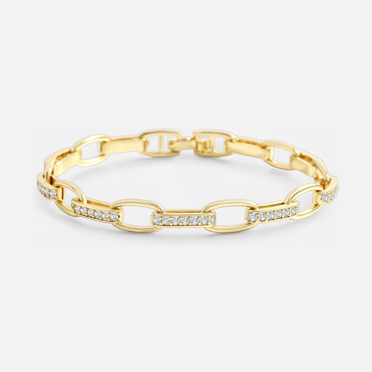 Signature Interlinked Diamond Paperclip Bracelet – Gold