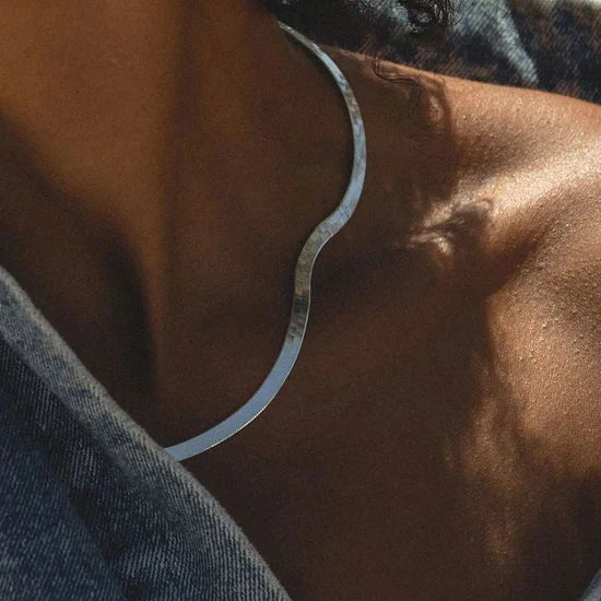 Sleek Herringbone Snake Chain Necklace
