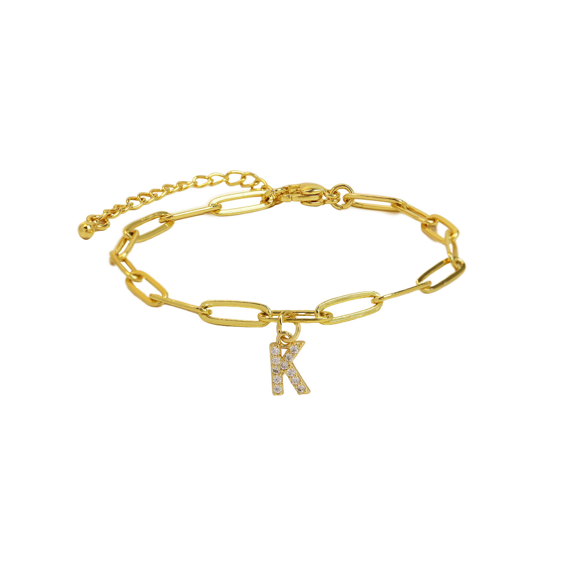 Paperclip Initial Letter Bracelet