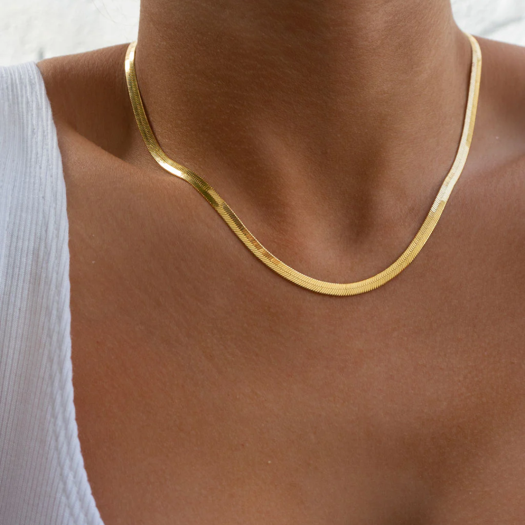 Sleek Herringbone Snake Chain Necklace
