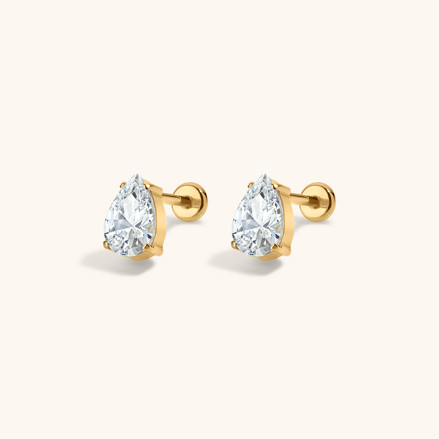 Celestial Crystal Pear Nap Earrings, 6mm – Gold