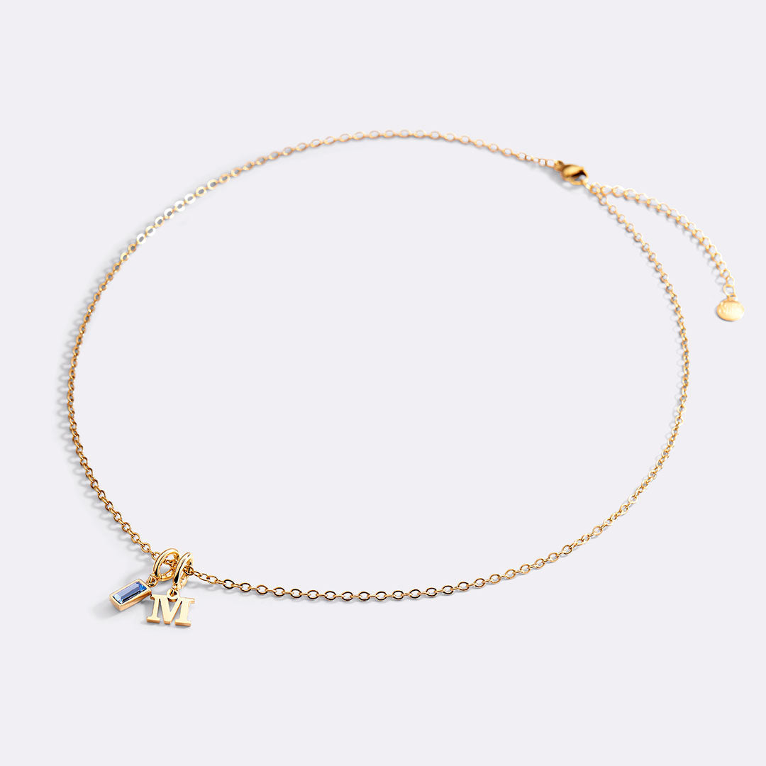Avelis Initial Necklace with Birthstone Charm