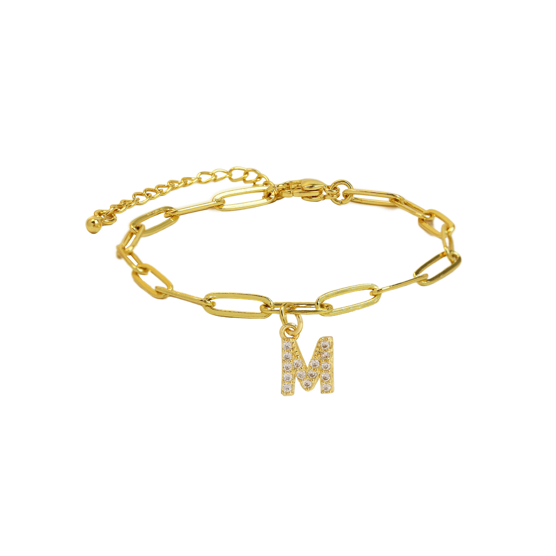 Paperclip Initial Letter Bracelet