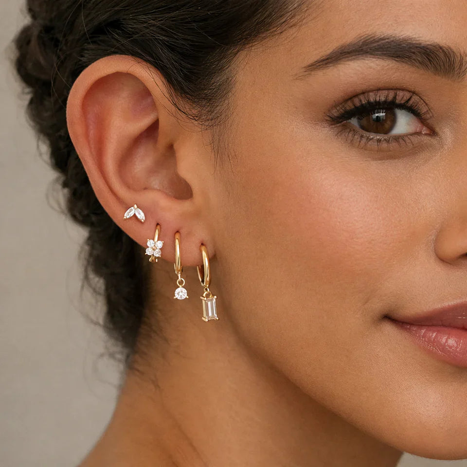 Dainty Flower Lantern Earring Quartet Set