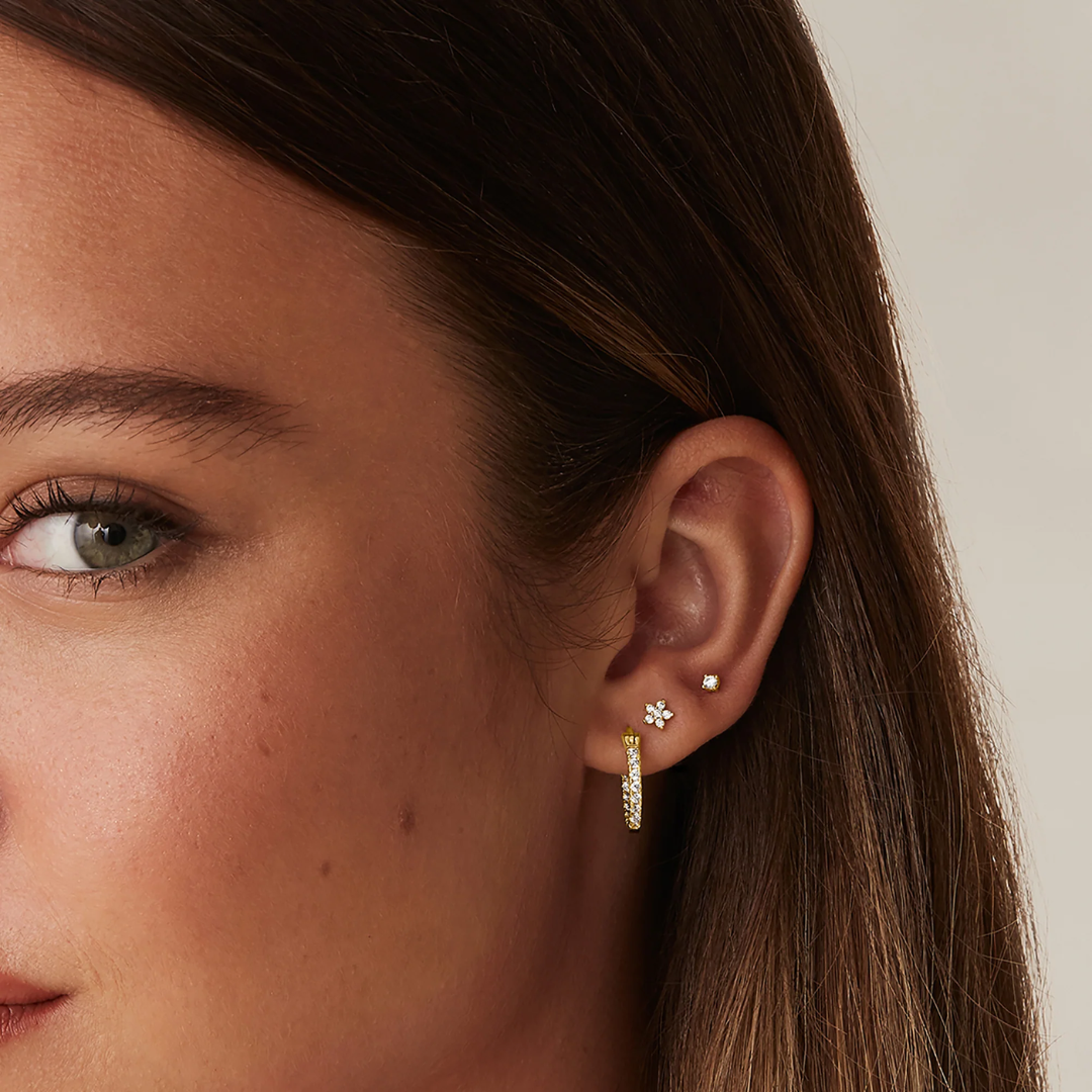 Mini Crystal Flower Flat Back Stud Earrings