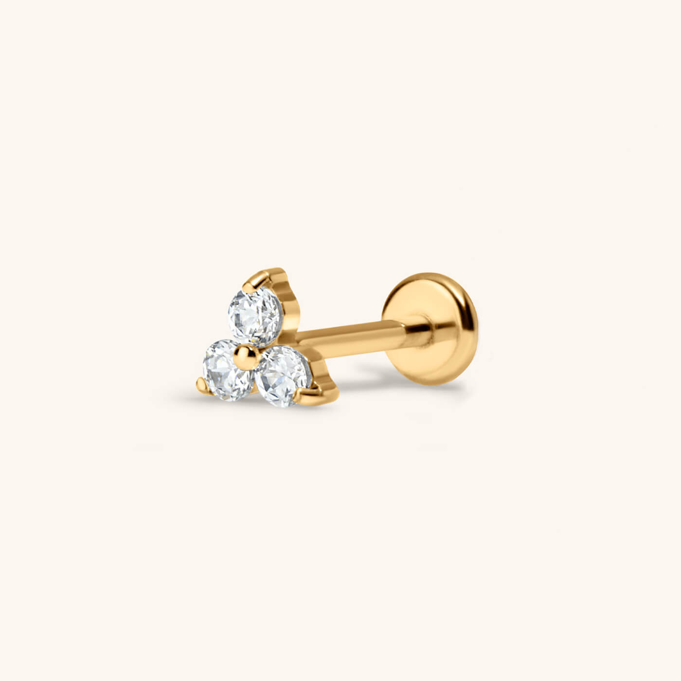 Crystal Trinity Push Pin Flat Back Earring – Titanium - Gold