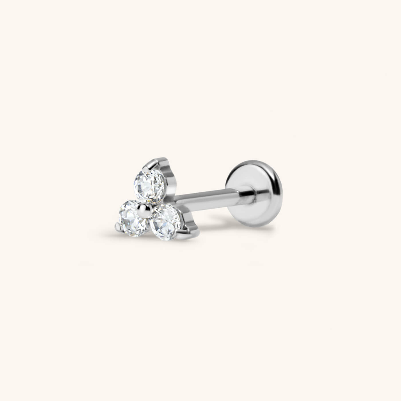 Crystal Trinity Push Pin Flat Back Earring