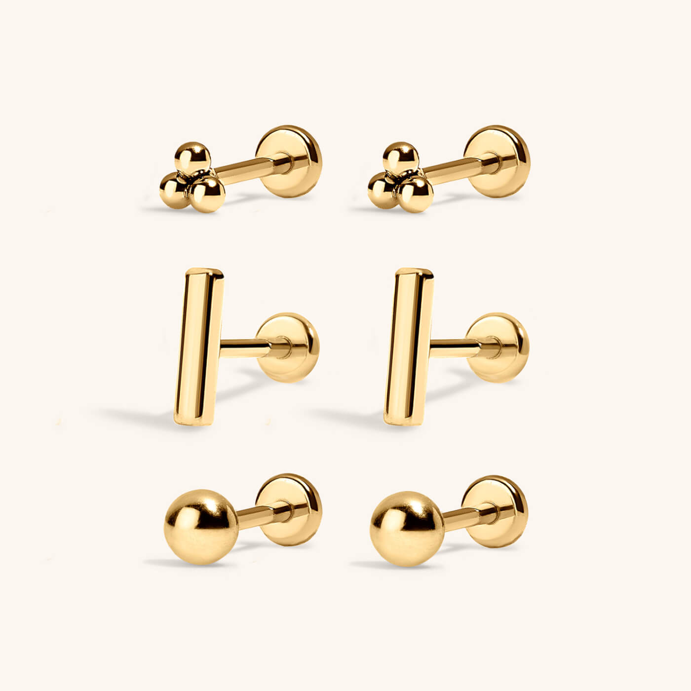 Minimalist Nap Earrings Trio – Gold