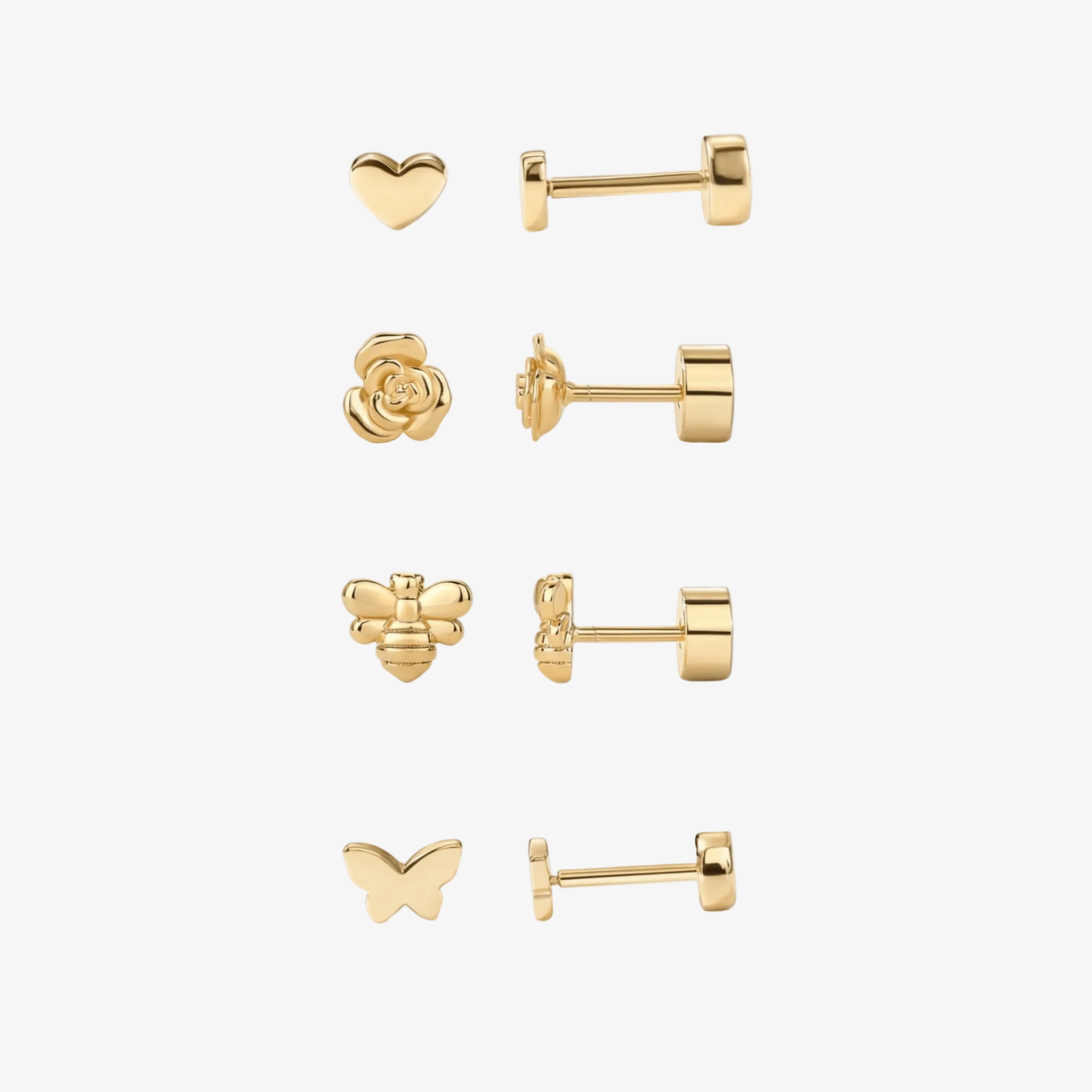 Multi-Shape Flat Back Stud Earrings