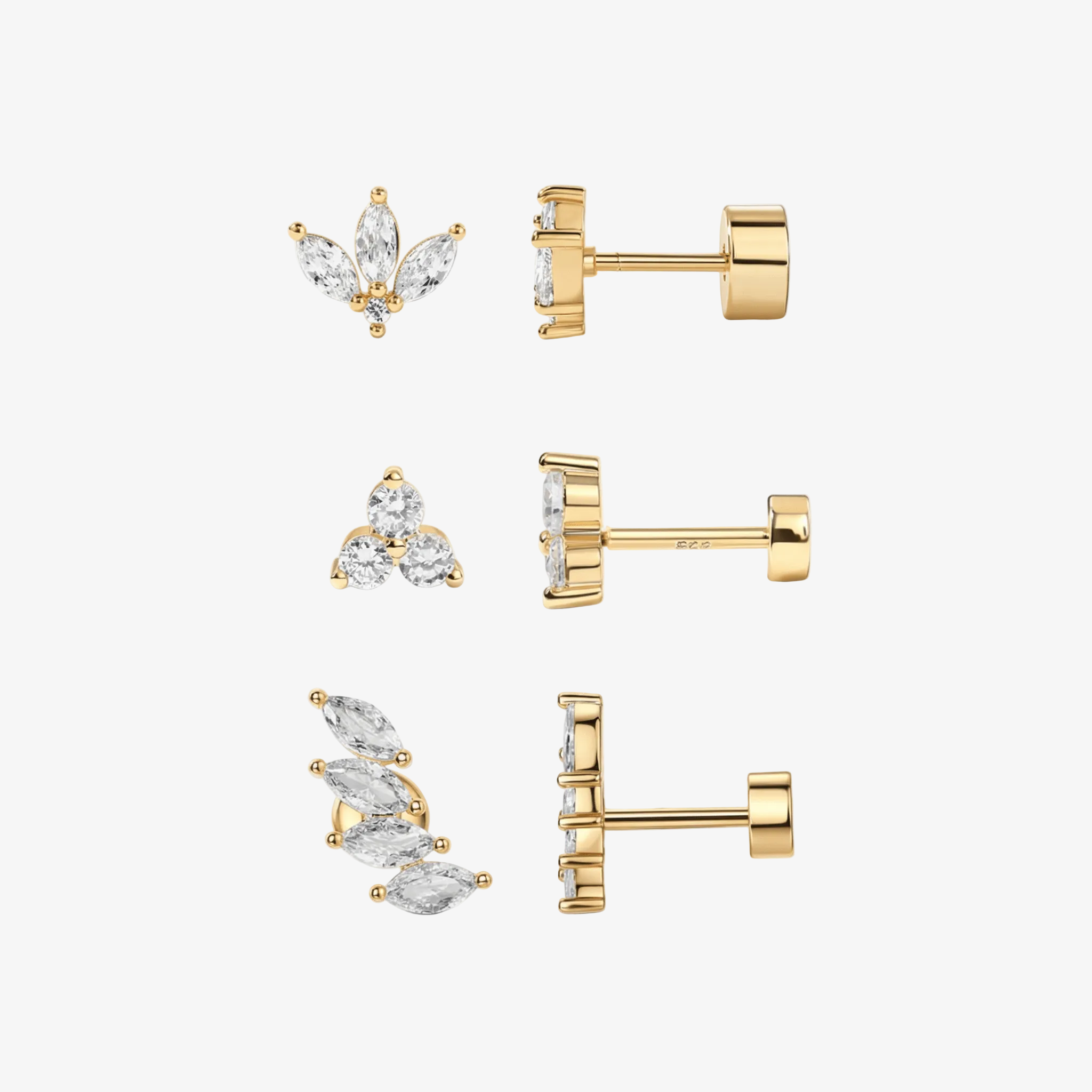 Multi-Shape Flat Back Stud Earrings – Bloom Set