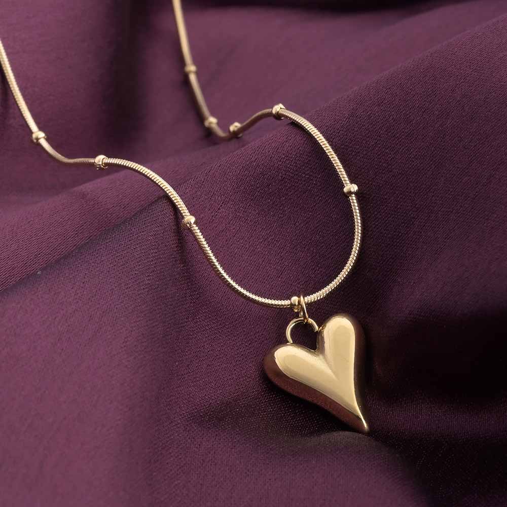 Heart Ball Chain Pendant Necklace