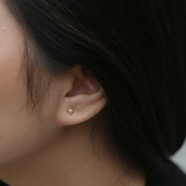 North Star Threaded Flat Back Earring
