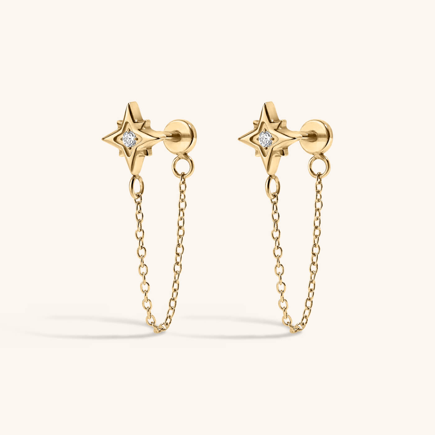 North Star Chain Nap Earrings – Gold