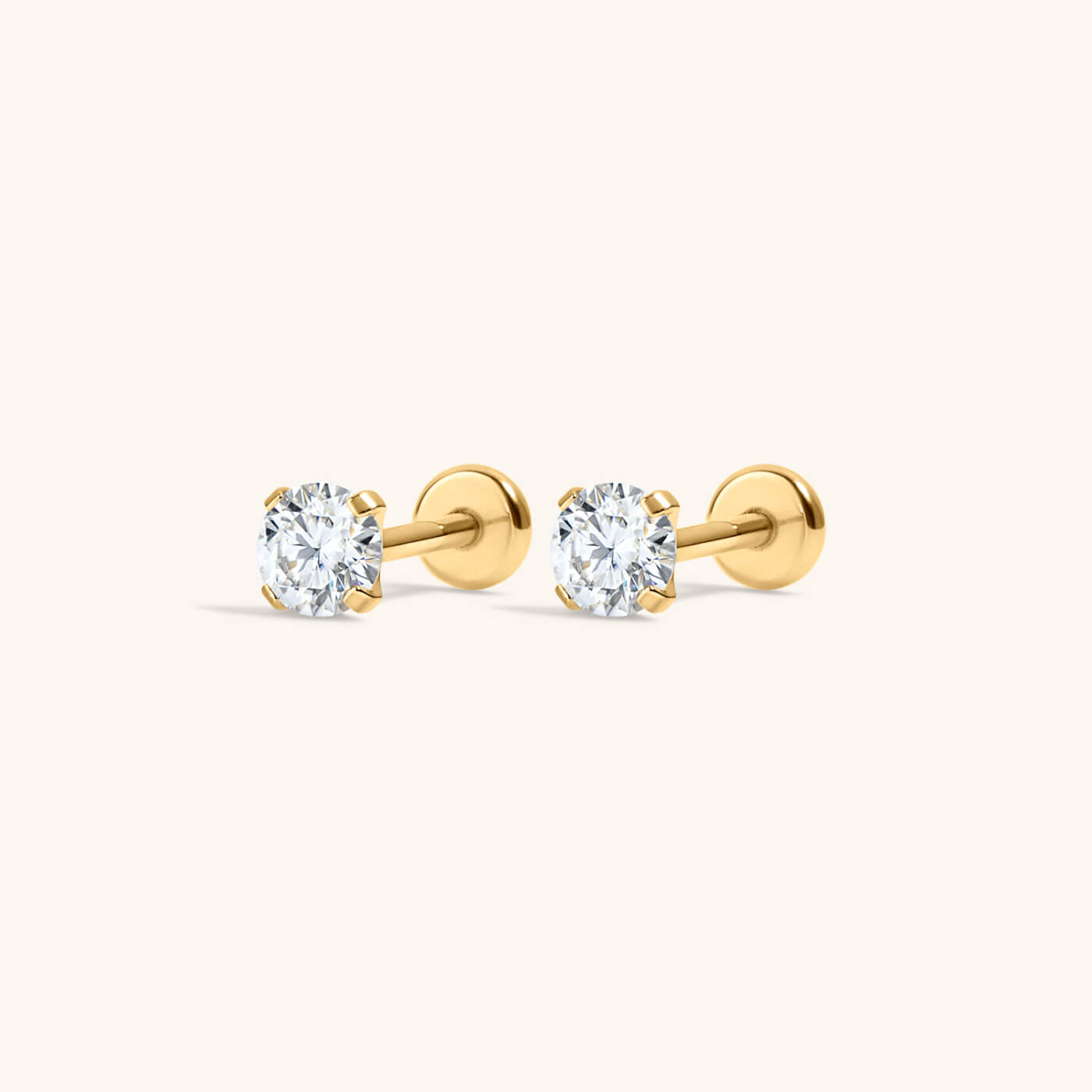 Moissanite Nap Earrings, 3mm – Gold