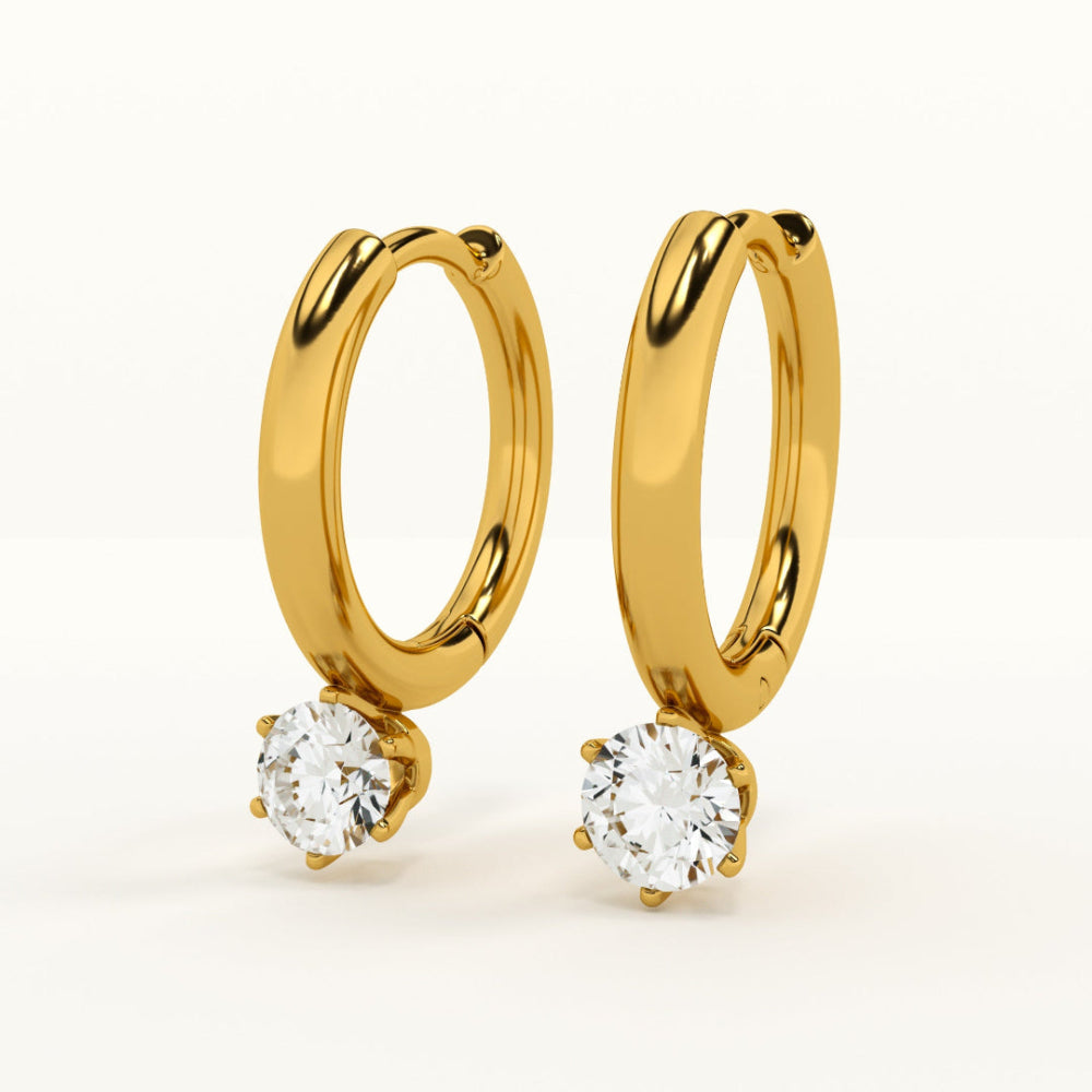Athena Solitaire Hoop Earrings – GOLD