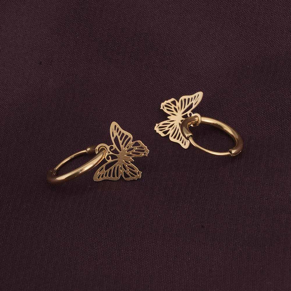 Sylvia Butterfly Hoop Drop Earrings