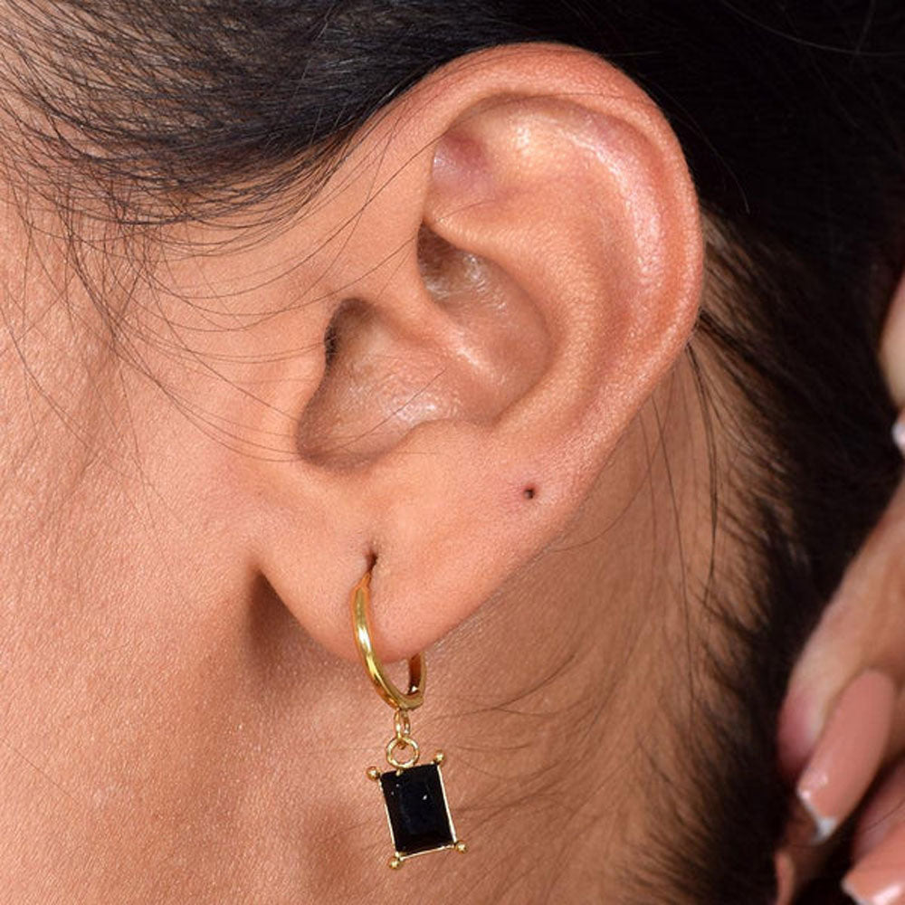 Black Stone Drop Earrings