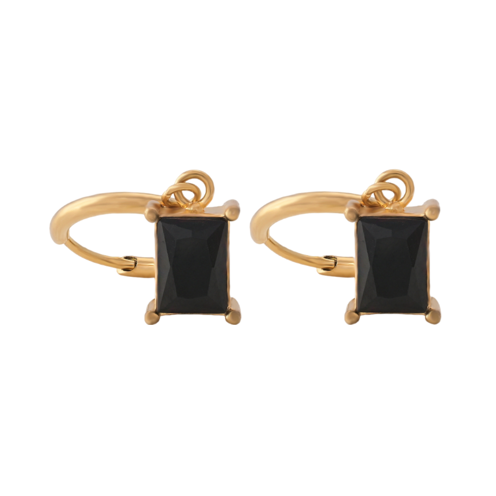 Black Stone Drop Earrings