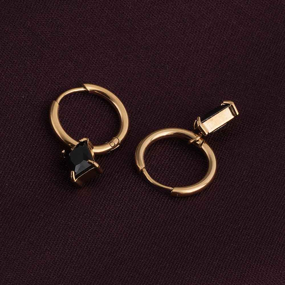 Black Stone Drop Earrings