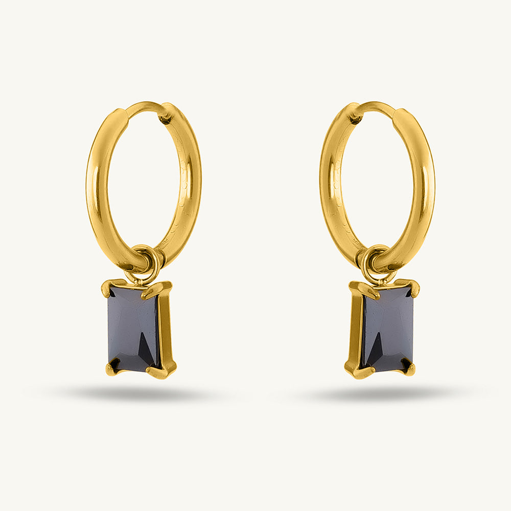 Black Stone Drop Earrings – GOLD