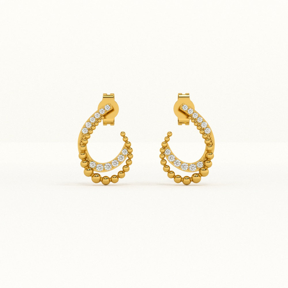 Almond Stones Half Hoop Earrings – GOLD