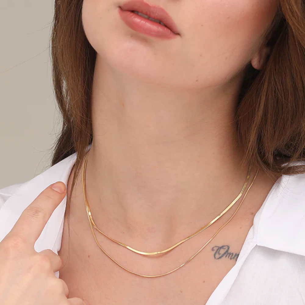 Plain Chain Two Layer Necklace