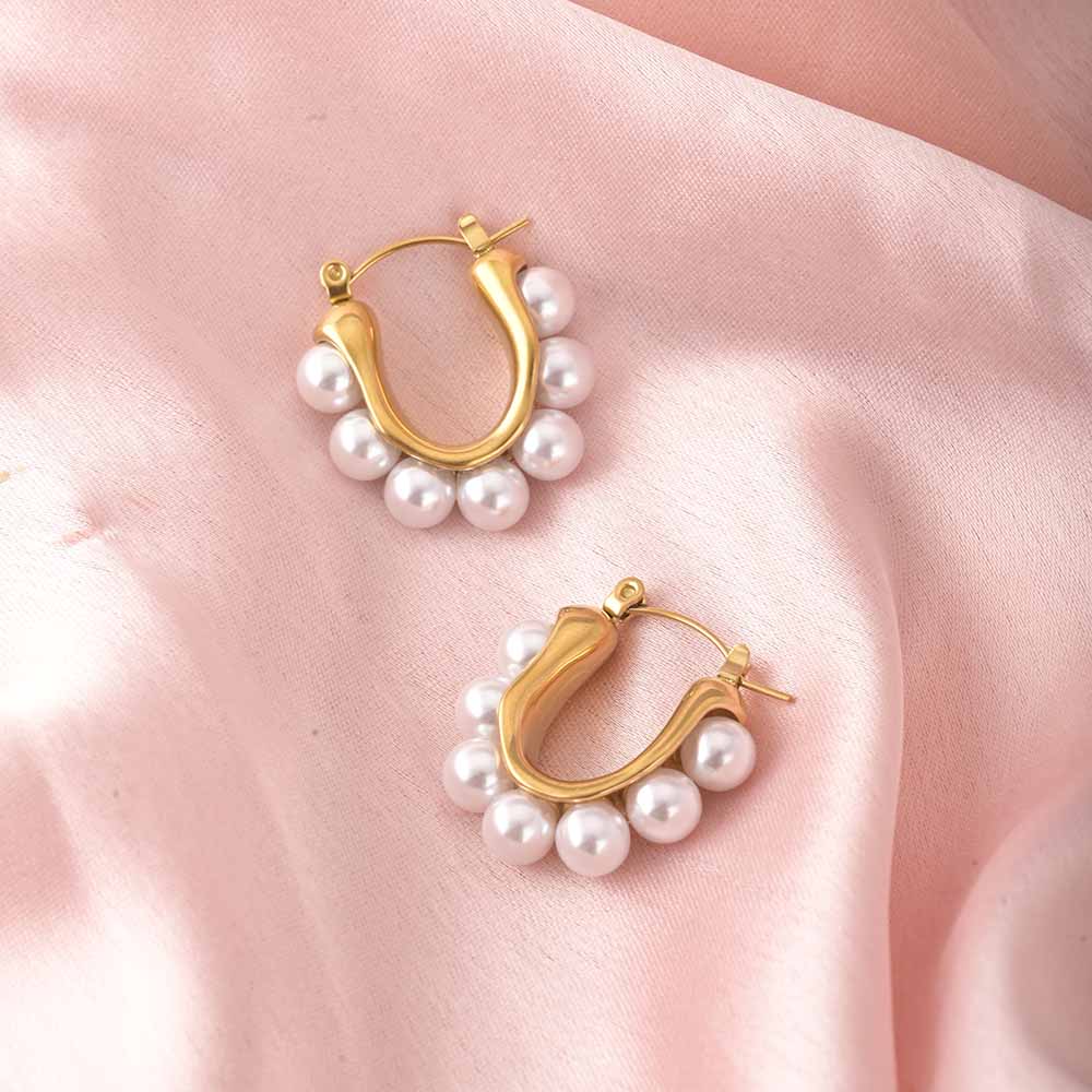 Pearl Embellished Hoops