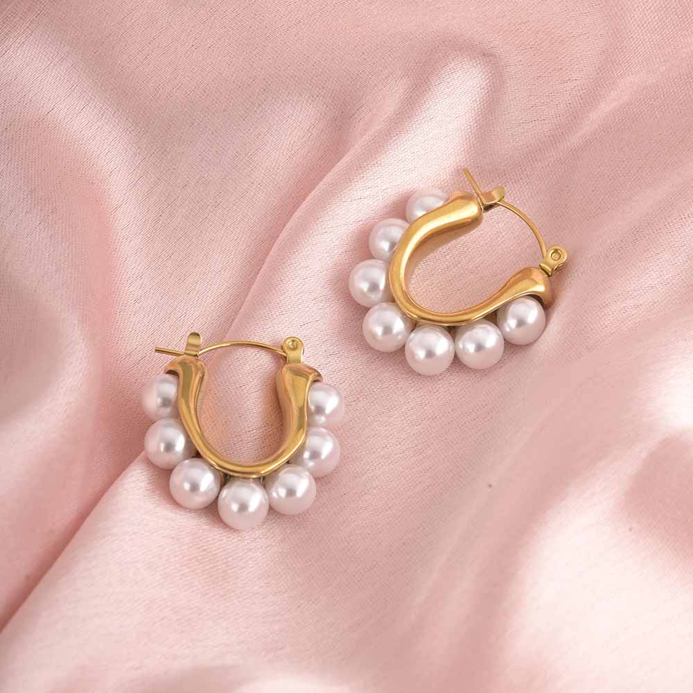 Pearl Embellished Hoops