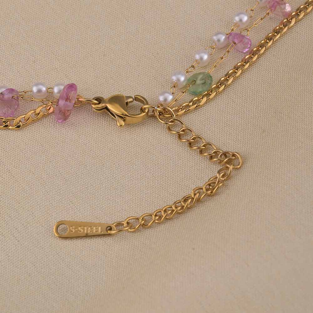 Rainbow of Gems and Pearl Layered Necklace